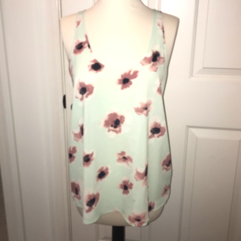 Frenchi teal floral tank top